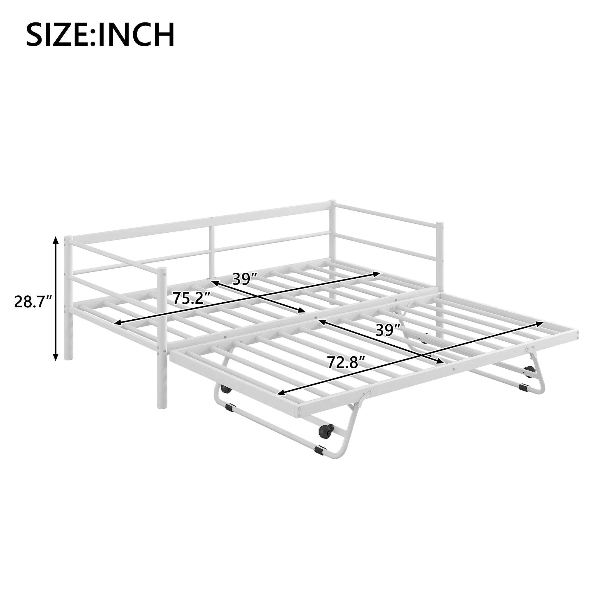 Industrial Metal Daybed With Adjustable Pop Up Trundle And LED Strip by HouseOfZazla