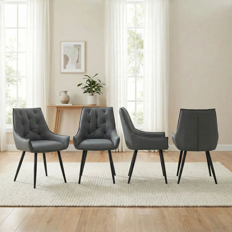 Dining Kitchen Chairs, Flat Back (Set of 2) - Dark Gray by Unique Piece Furniture