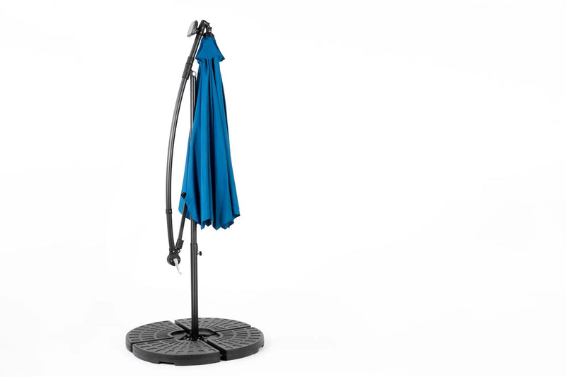 10ft Solar LED Offset Hanging Market Patio Umbrella in Dark Blue (No Base) by HouseOfZazla