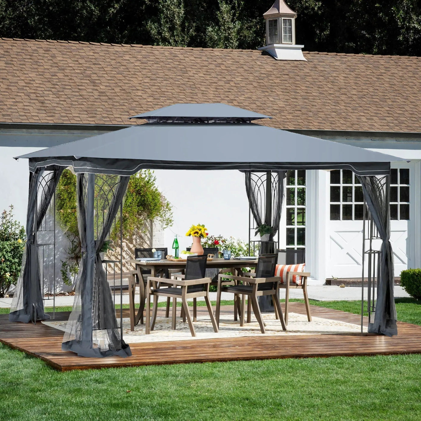 Patio Gazebo Tent With Ventilated Double Roof And Mosquito Net by HouseOfZazla
