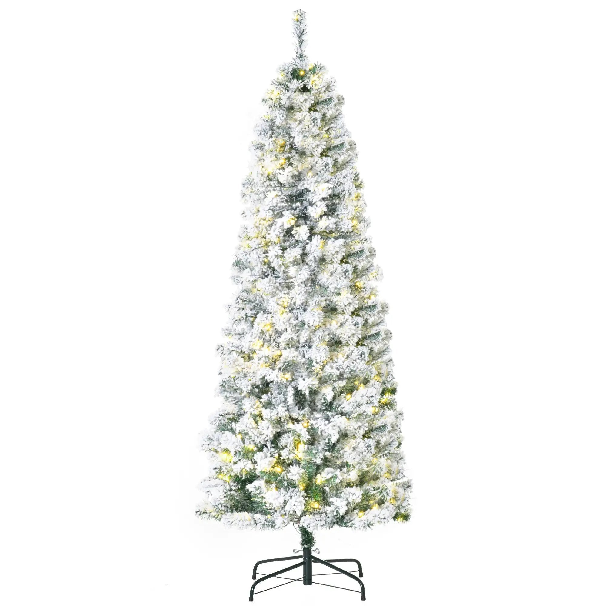 HOMCOM 6ft Pre-Lit Snow-Flocked Slim Douglas Fir Christmas Tree by HouseOfZazla