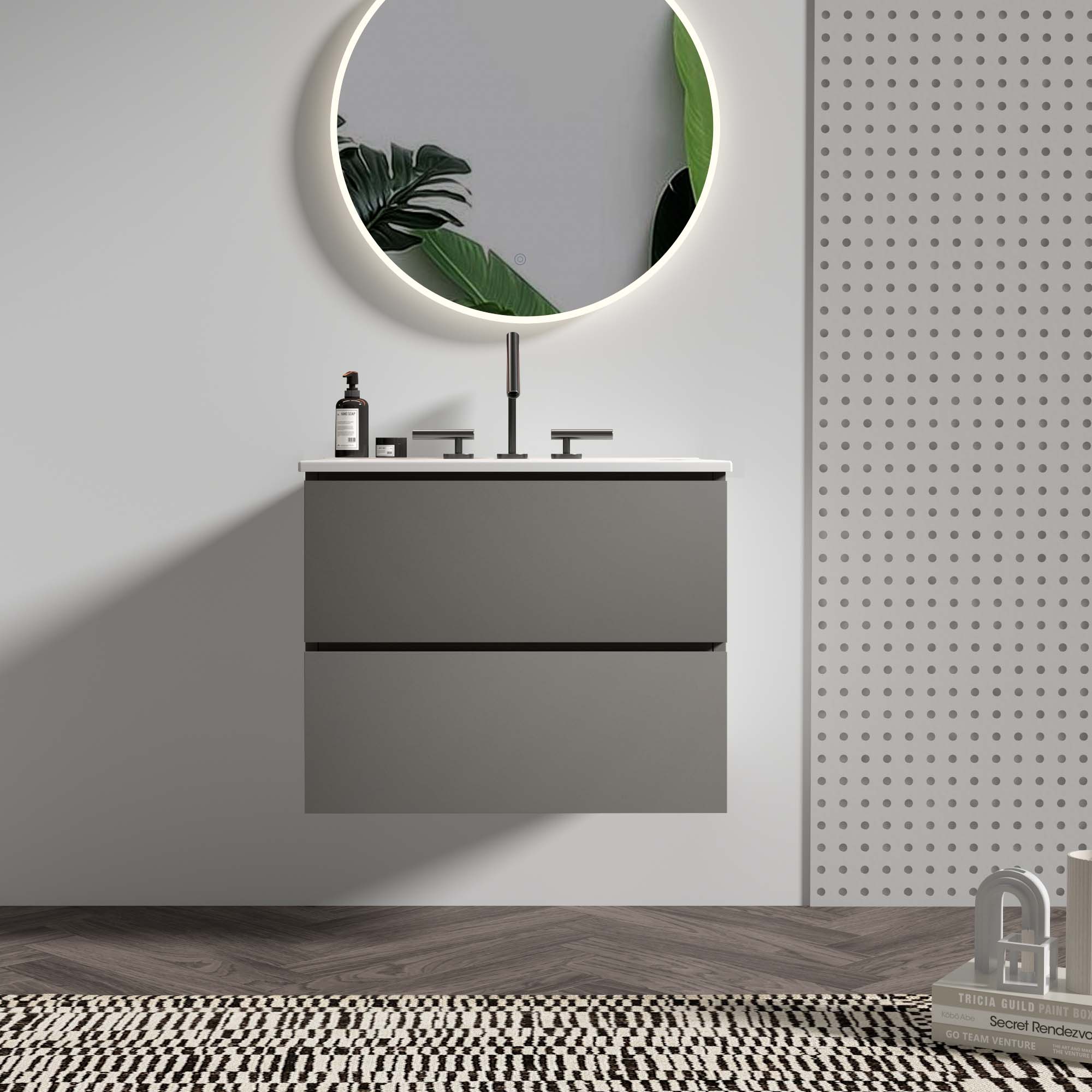 TIA 24" Wall Mount Space Grey Bathroom Vanity by HouseOfZazla