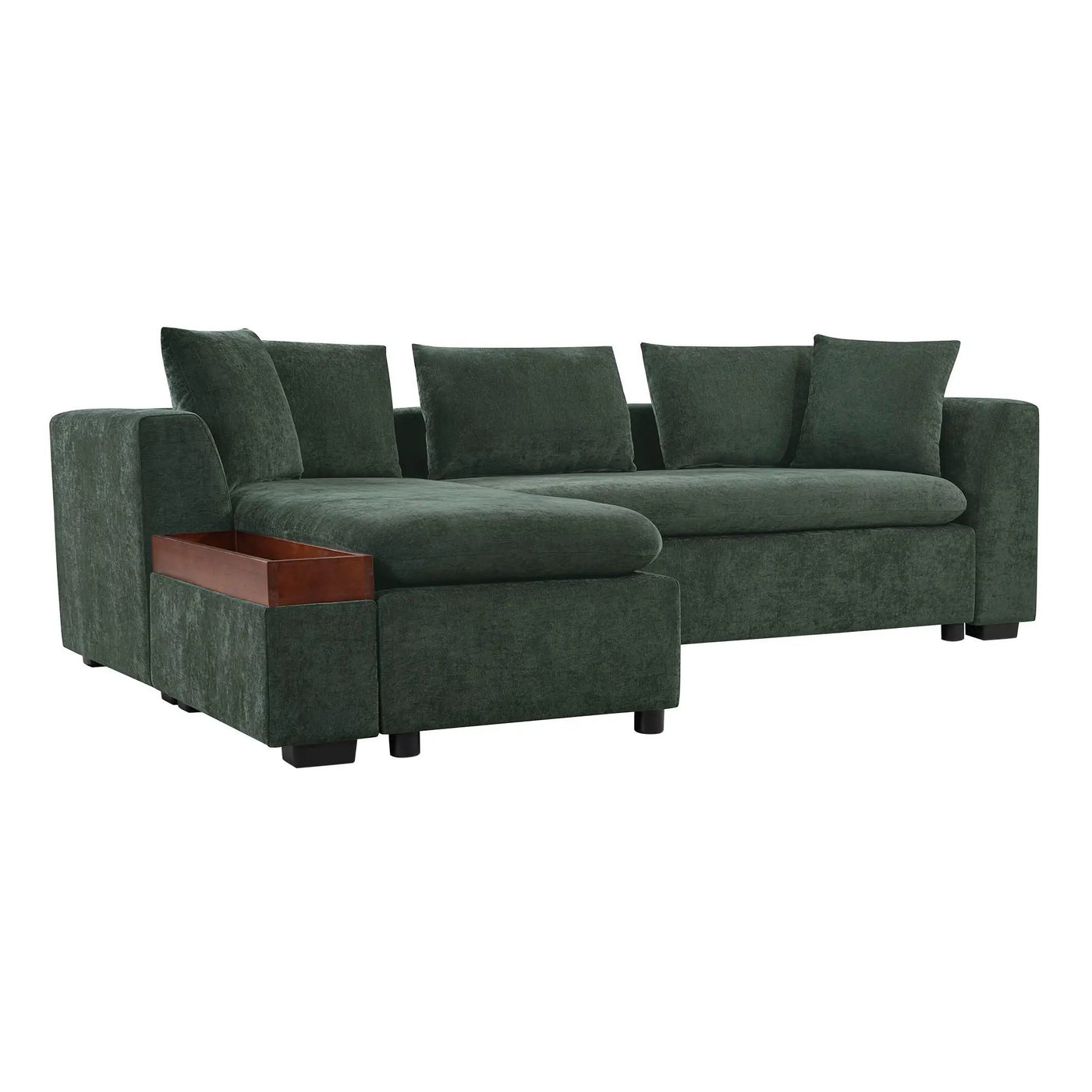 Modern L Shaped Sectional Sofa With Upholstery And Wooden Storage by HouseOfZazla