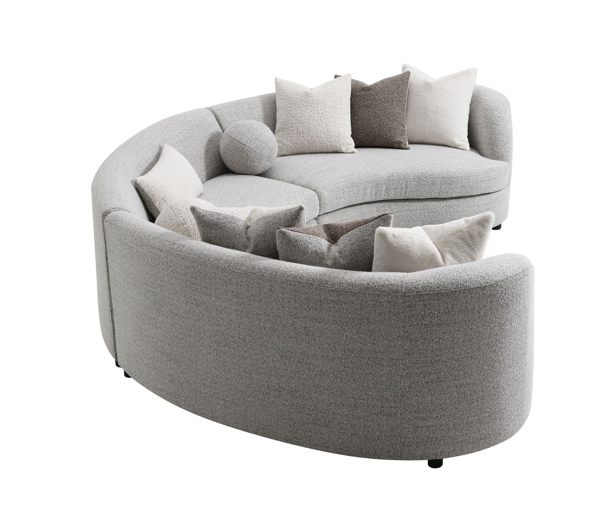 Gray Boucle Sectional Sofa with Down Feather Pillows - Ivria Collection, photo 3 of 4