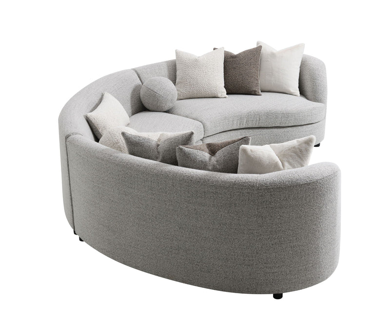 Gray Boucle Sectional Sofa with Down Feather Pillows - Ivria Collection, photo 3 of 4