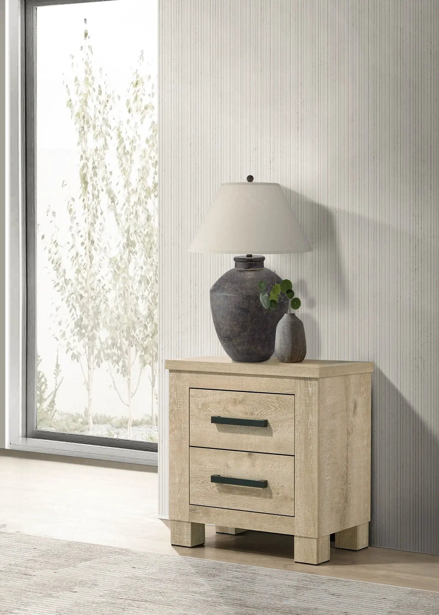 Oakglen 2-drawer Nightstand Bedside Table Weathered Oak by Unique Piece Furniture