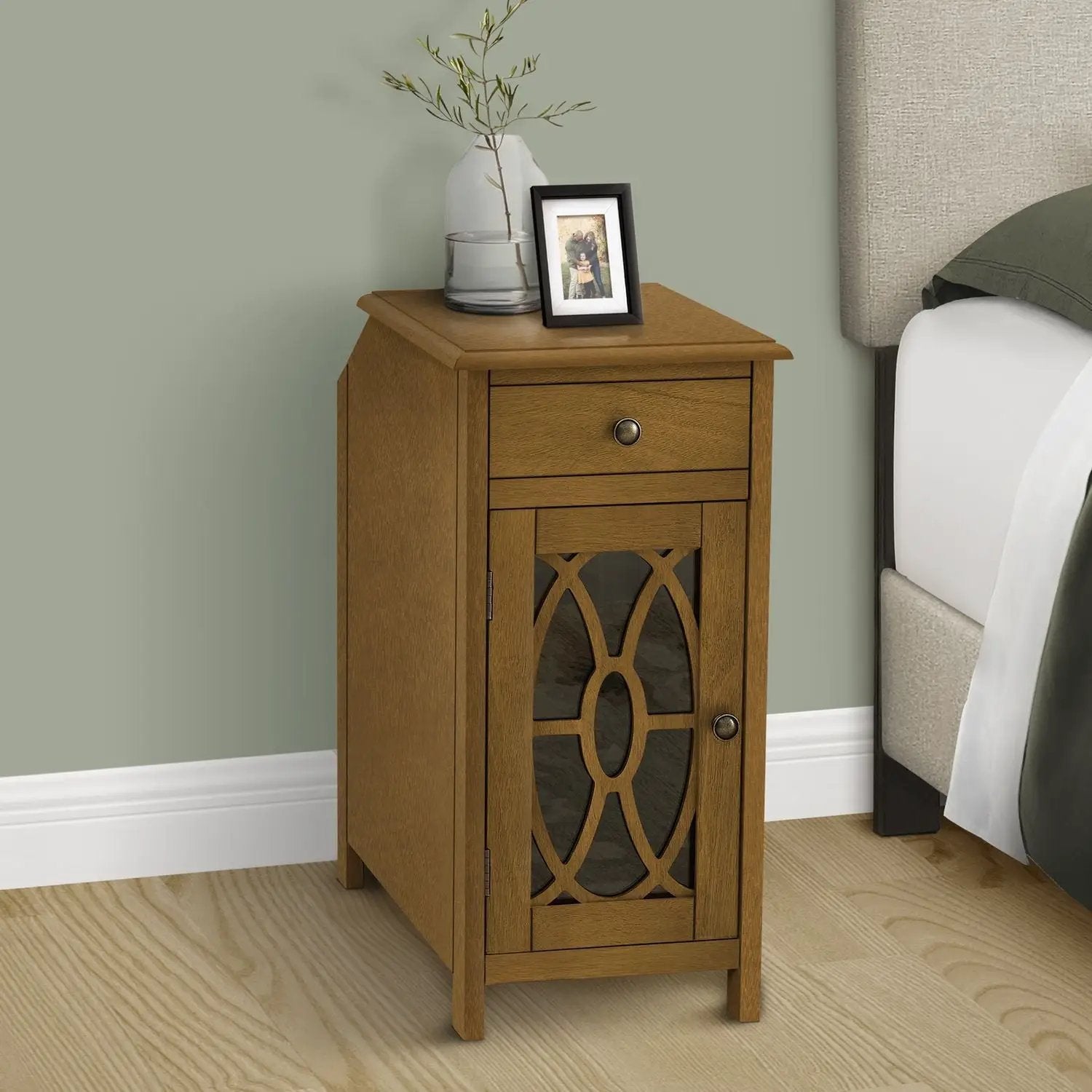 Accent Side Table, Storage Drawer, Traditional - Taupe by Unique Piece Furniture