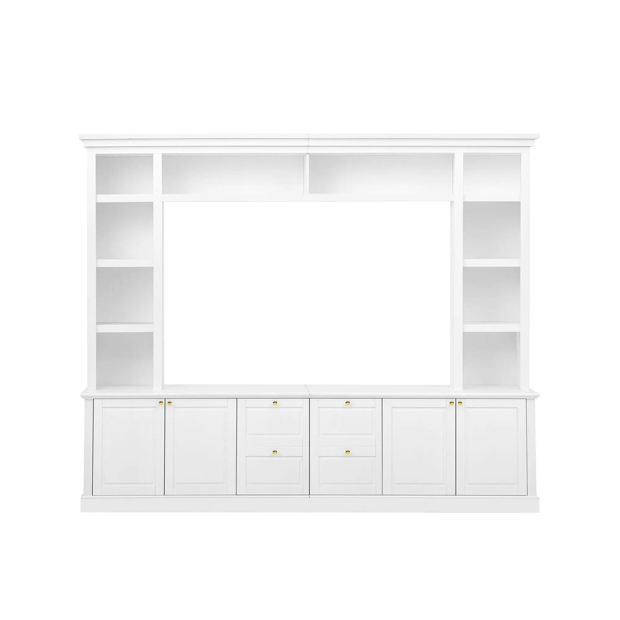 TV Stand With Bookcase, Storage Cabinet With 3 Adjustable Shelves, Living Room Entertainment Center - White by HouseOfZazla