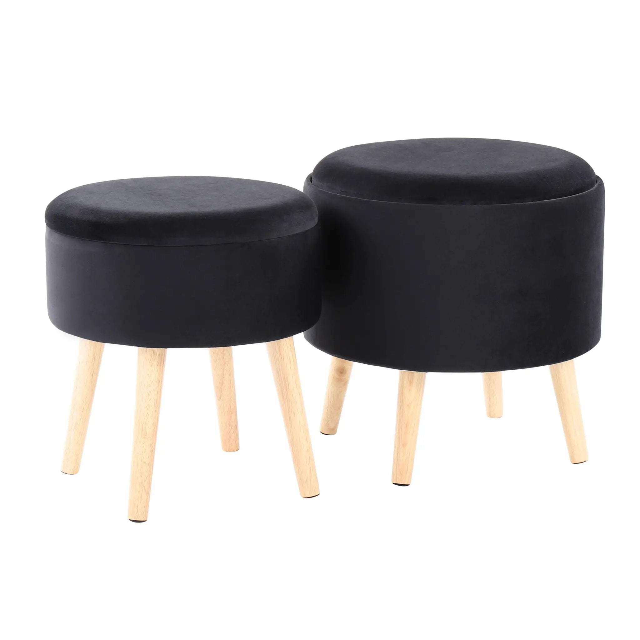 Tray - Contemporary Storage Ottoman With Matching Stool - Black / Natural by Unique Piece Furniture