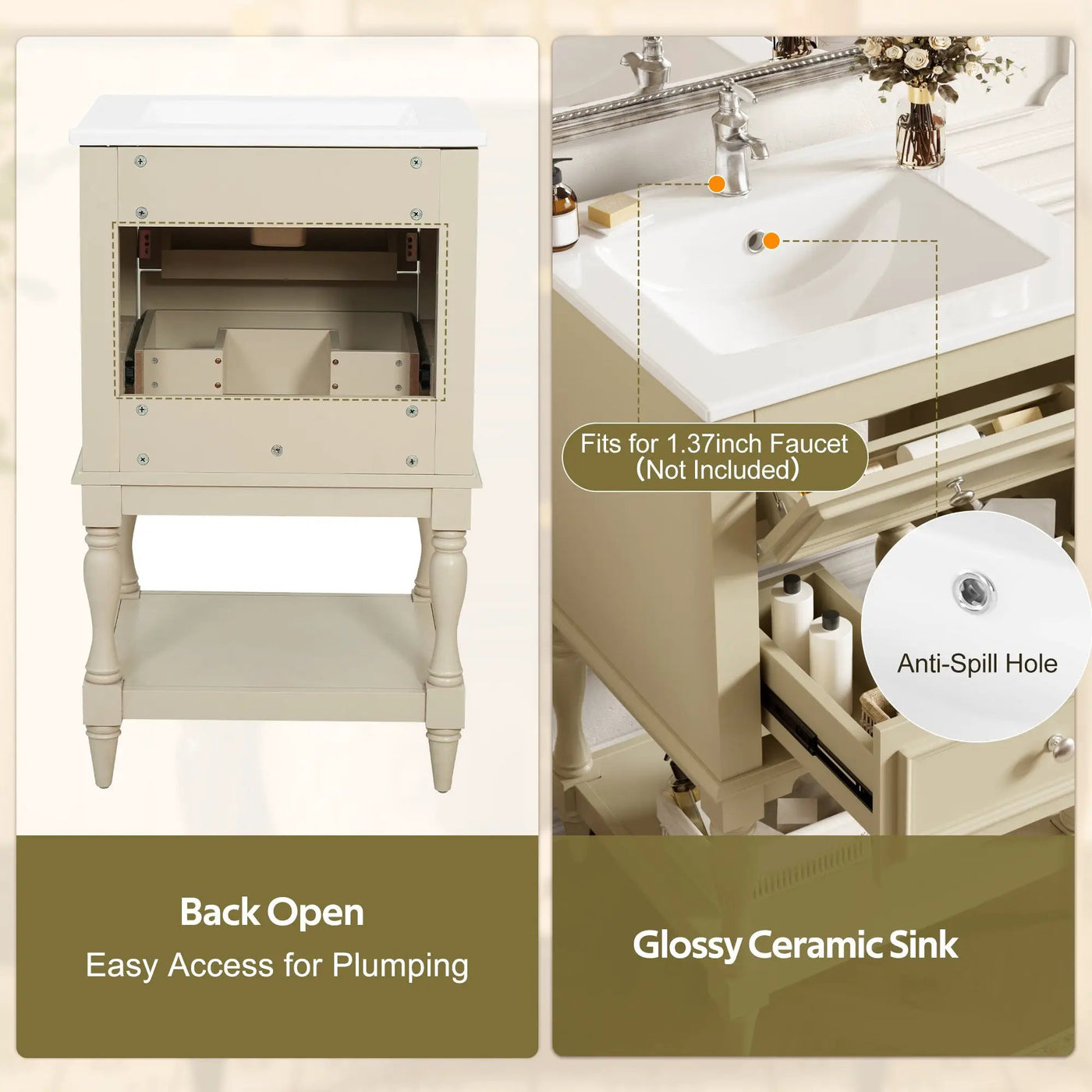 20'' Bathroom Vanity with Ceramic Sink and Storage Cabinet by HouseOfZazla