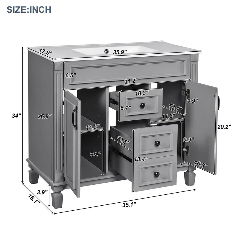 Bathroom Vanity With Top Sink and Soft-Closing Storage by HouseOfZazla