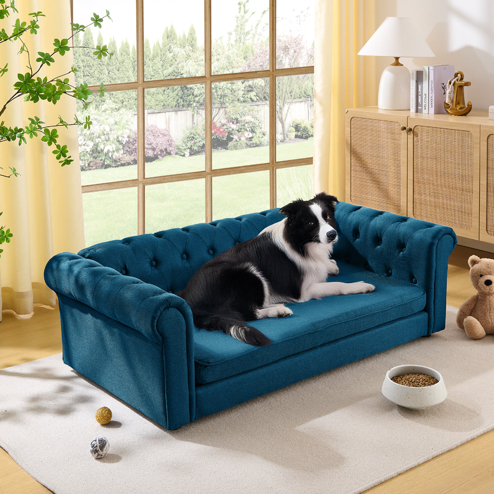 Modern Elevated Rectangular Pet Bed with Linen Upholstery - Choice of Color, photo 4 of 10