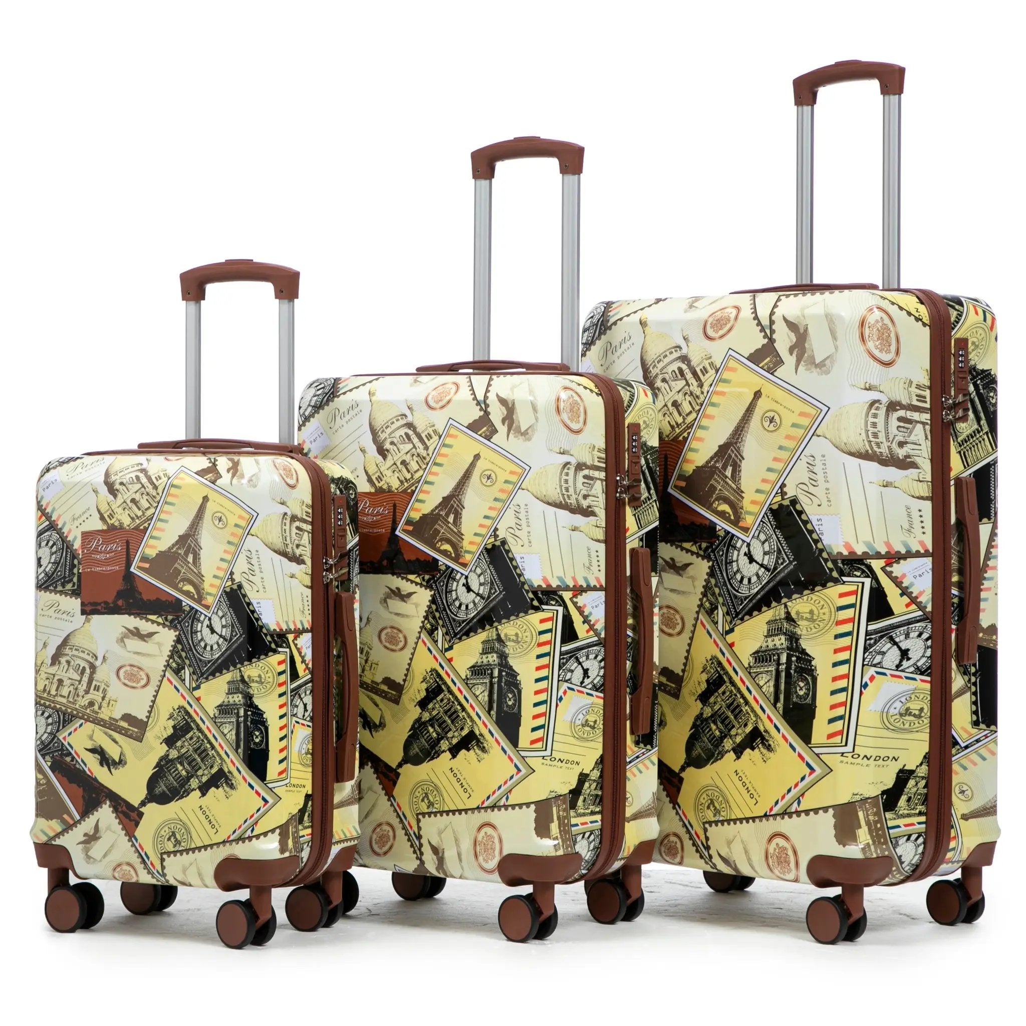 3-Piece PC Spinner Wheel Luggage Set with Printed Pattern by HouseOfZazla