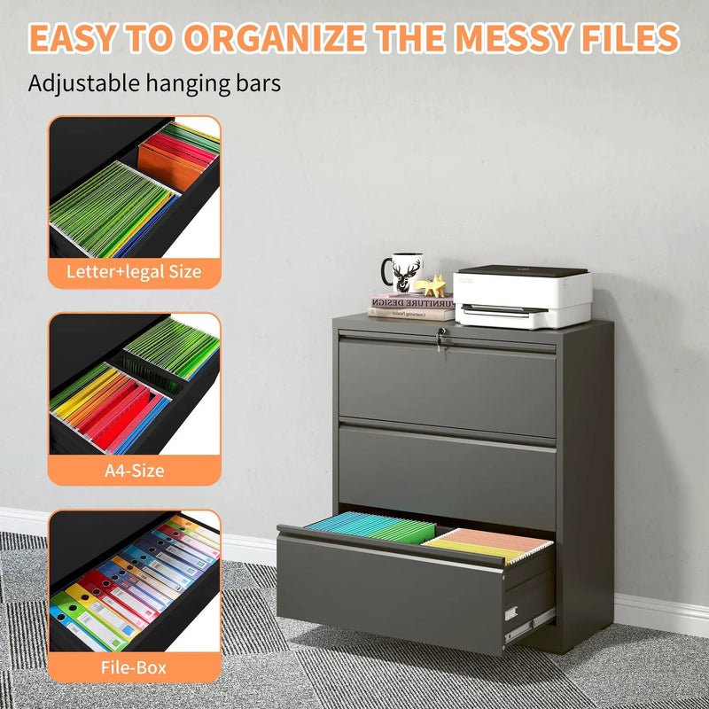 Premium Drawer Metal Lateral File Cabinet With Lock by Unique Piece Furniture