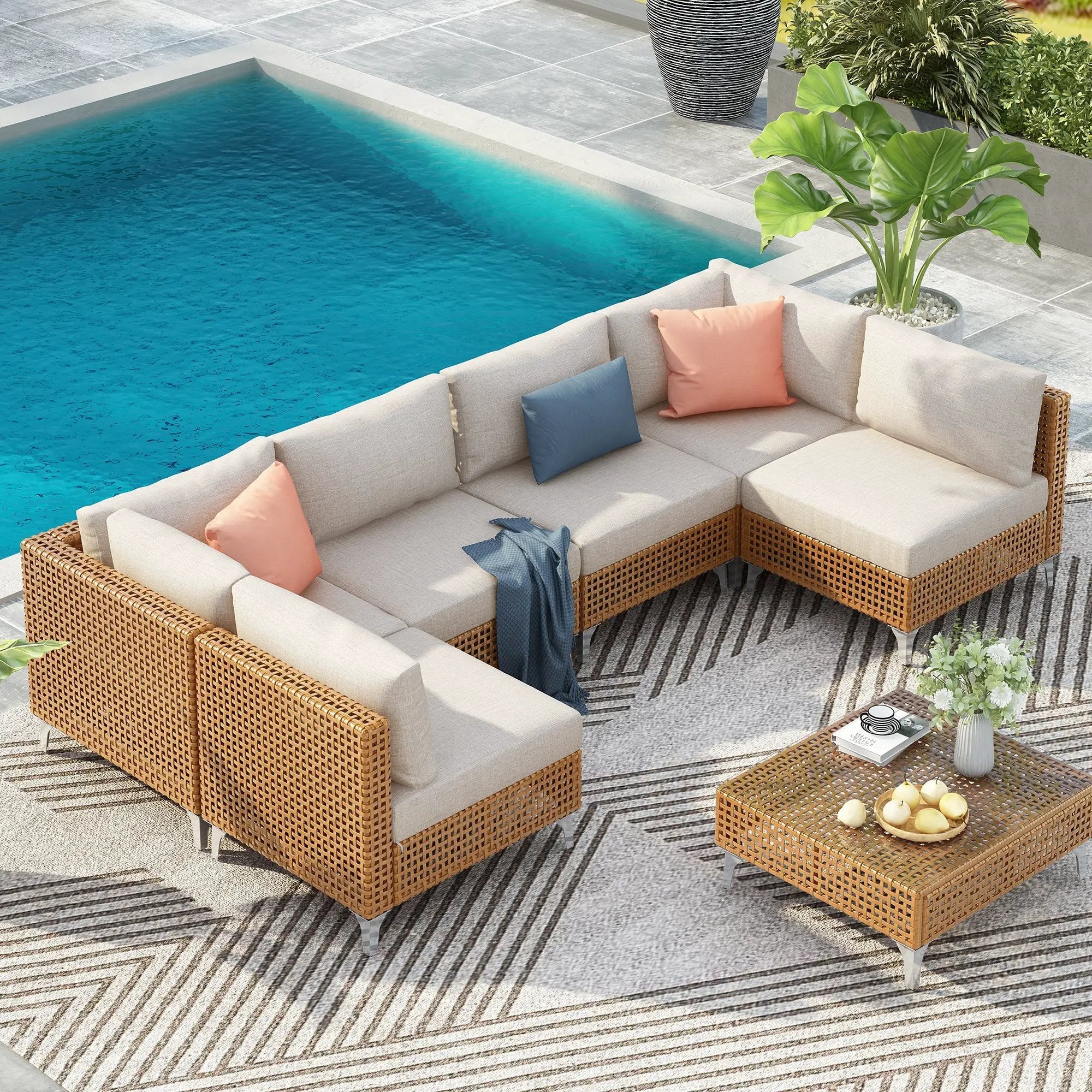 K&K 7-Piece Wicker Patio Furniture Set by HouseOfZazla