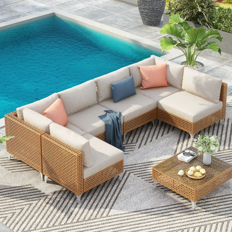 K&K 7-Piece Wicker Patio Furniture Set by HouseOfZazla