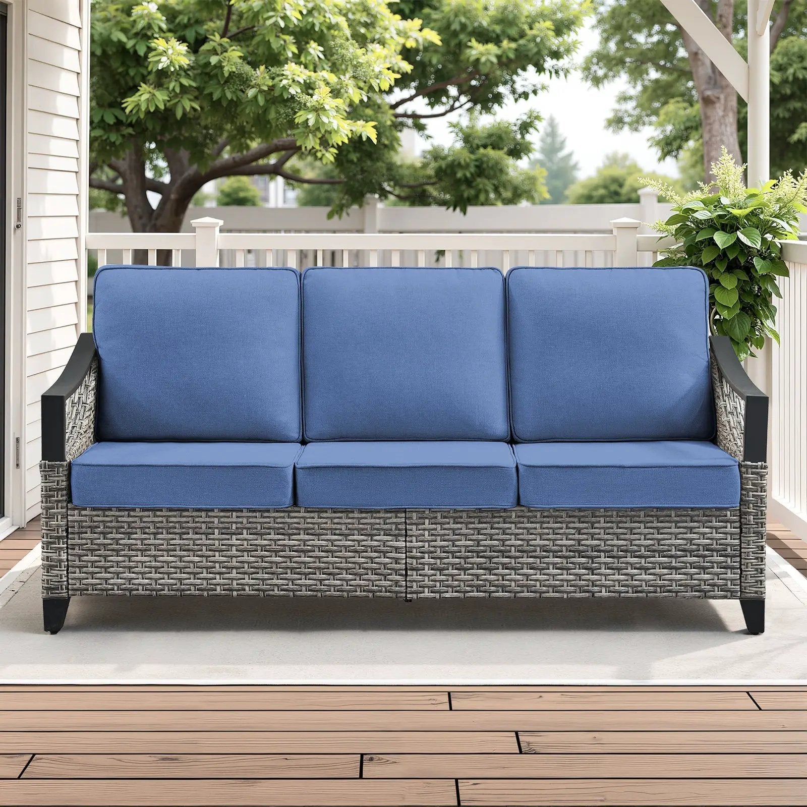 73.4" Wide Outdoor Wicker Sofa by HouseOfZazla