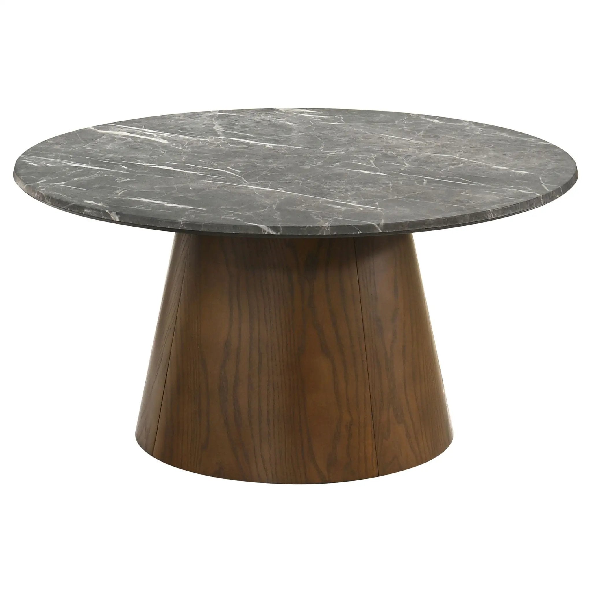 Franklin 36-inch Round Pedestal Coffee Table Grey and Dark Brown by Unique Piece Furniture