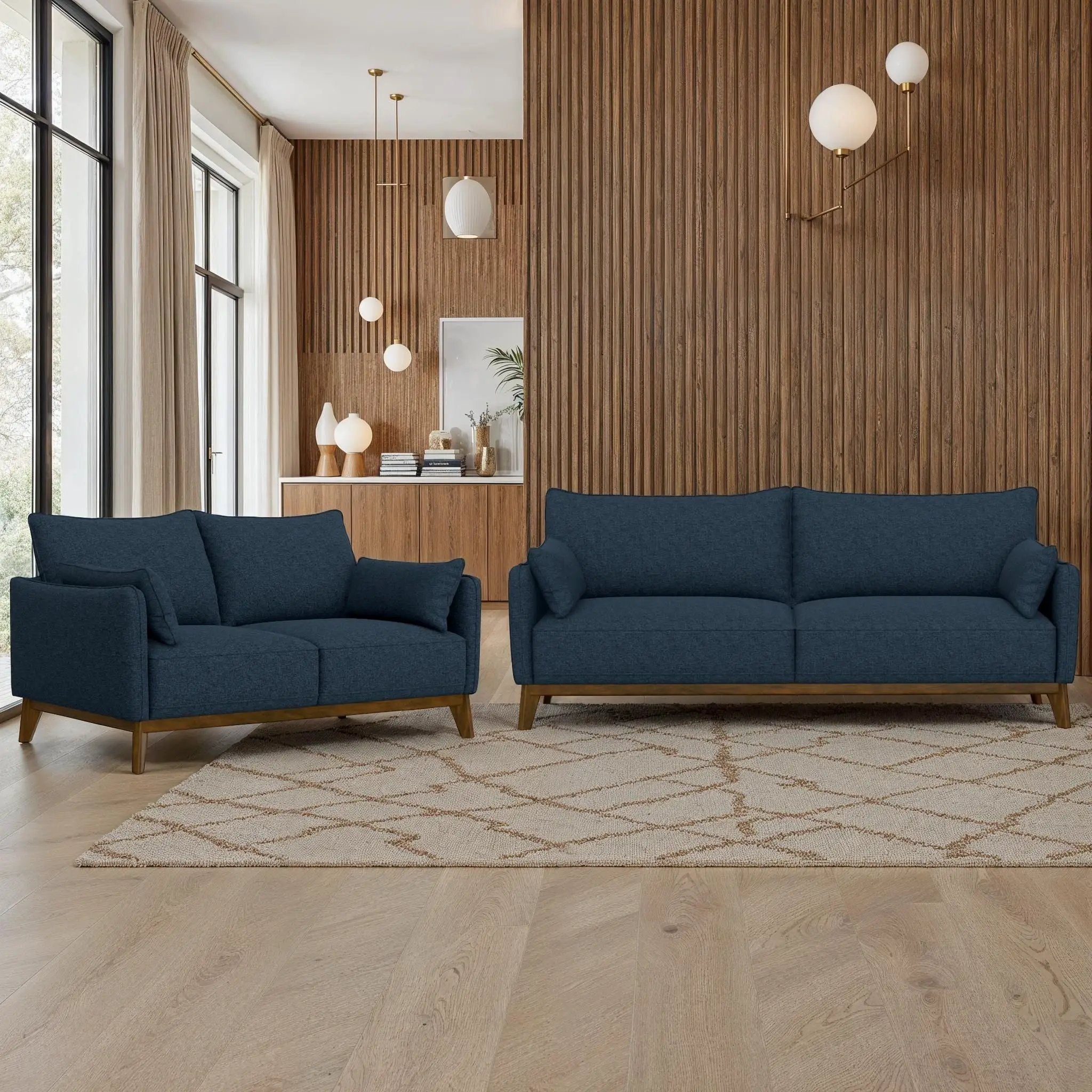 Sofa Wide With Attached Legs - Blue by HouseOfZazla
