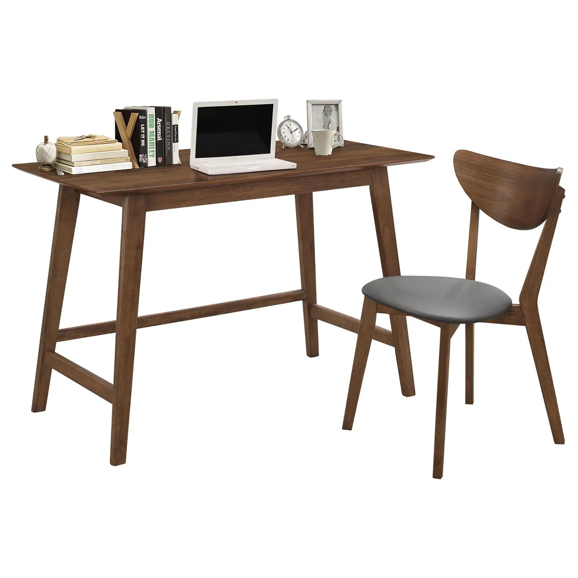 2 Piece Writing Desk Set With Chair - Brown by HouseOfZazla