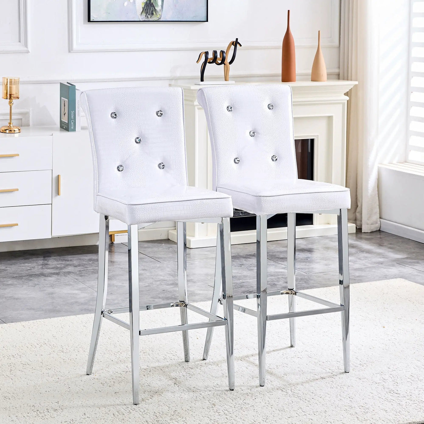 Bar Chairs & Crystal Clasp Design (Set of 2) by HouseOfZazla