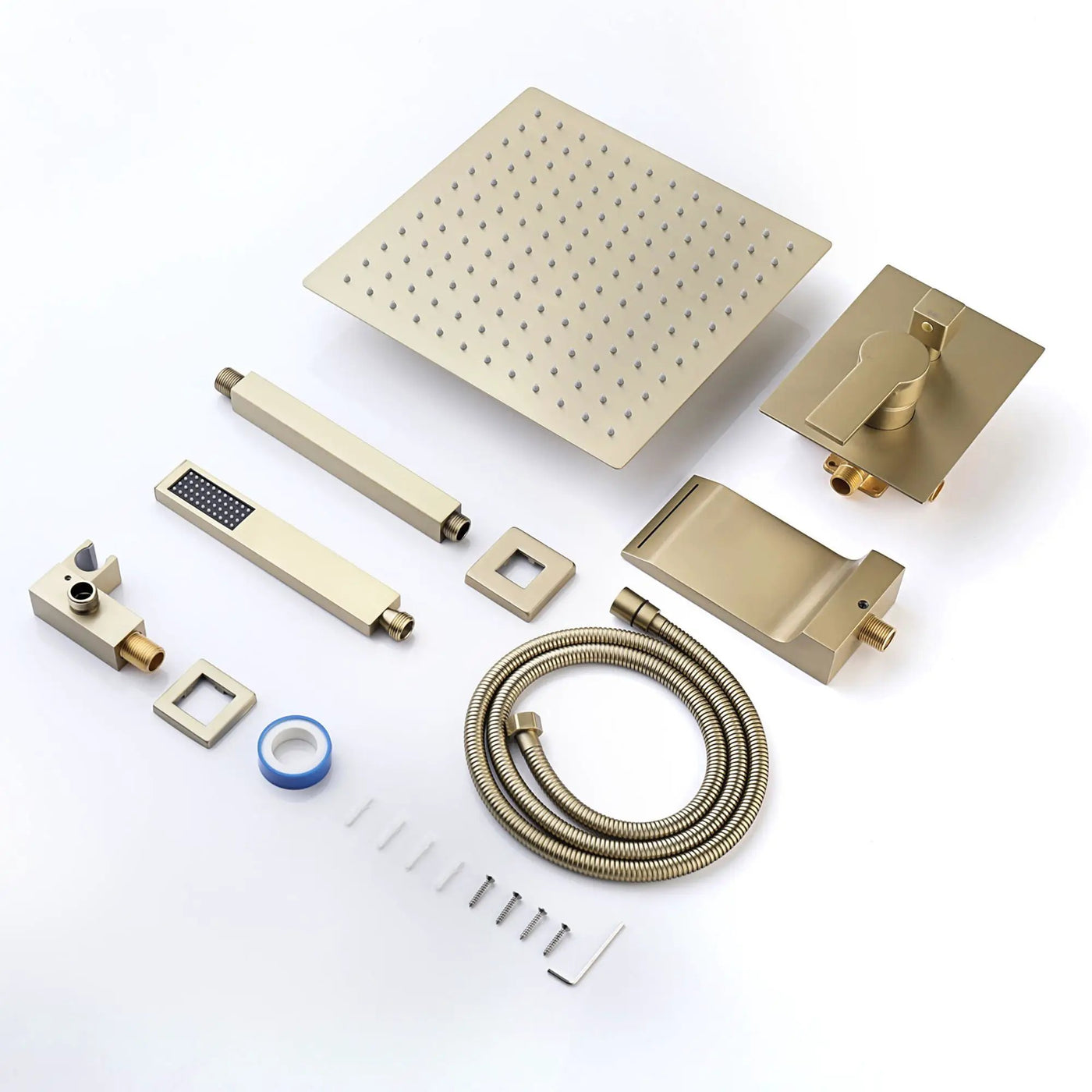 Contemporary Shower System With 12" Rainfall Head And Handheld Spray, Wall Mounted by HouseOfZazla