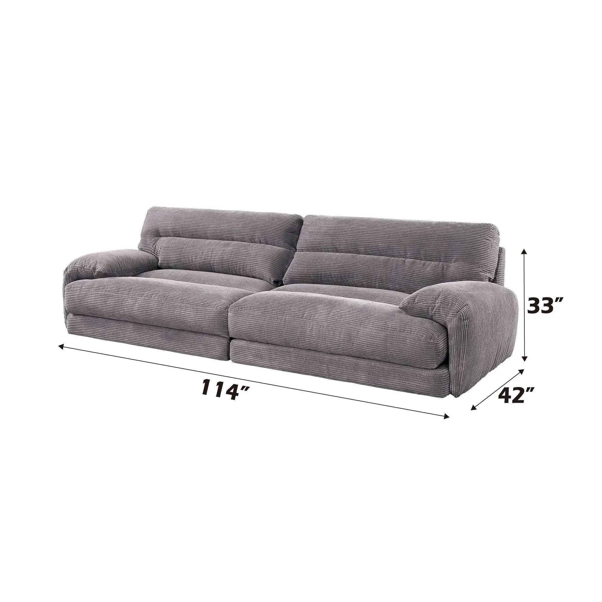 Cadenza - Corduroy 2 Piece Living Room Set - Gray by Unique Piece Furniture
