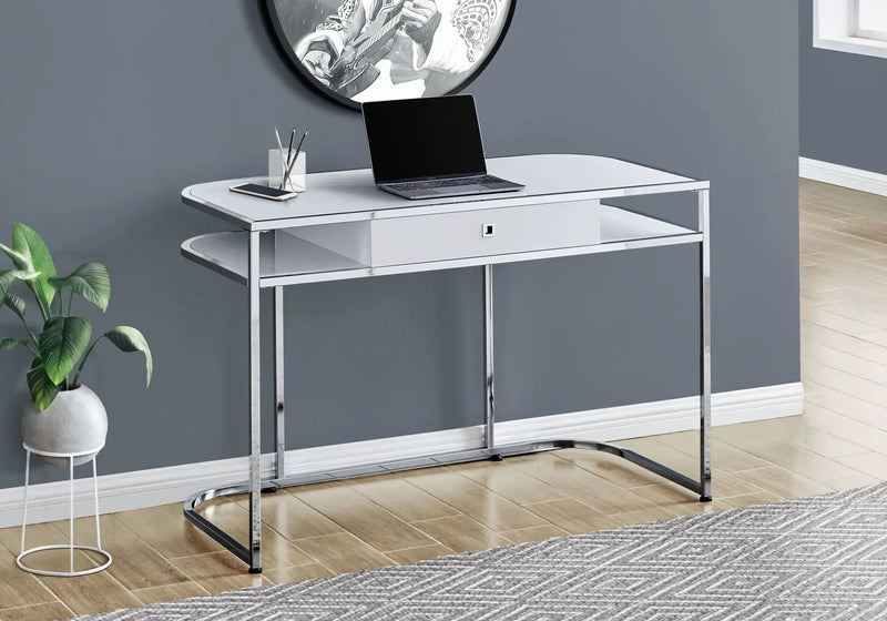 Computer Desk For Home Office, Laptop, Storage Drawers, Contemporary And Modern - White by Unique Piece Furniture