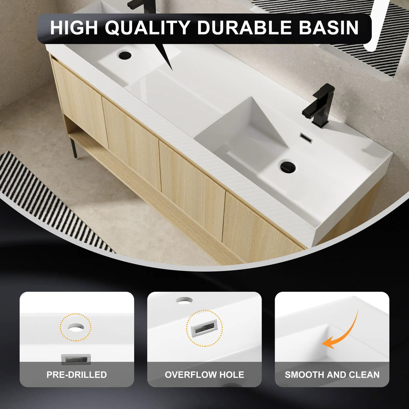 Modern Bathroom Vanity Combo With Single Resin Sink And Storage Cabinet by HouseOfZazla