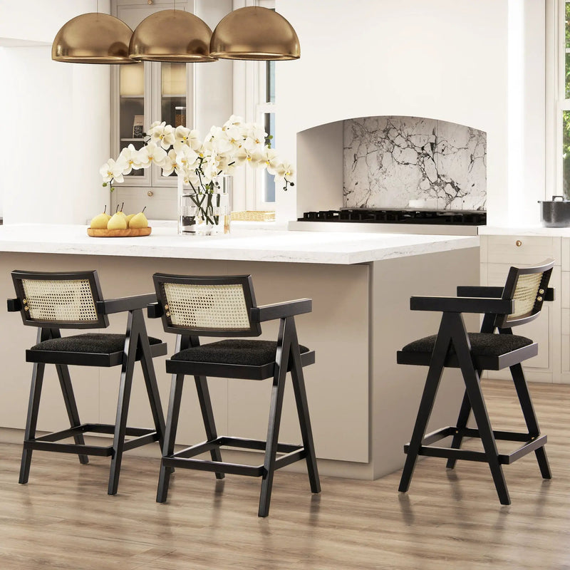 Milan - Modern Webbing Back Stool With Arms (Set of 3) by Unique Piece Furniture