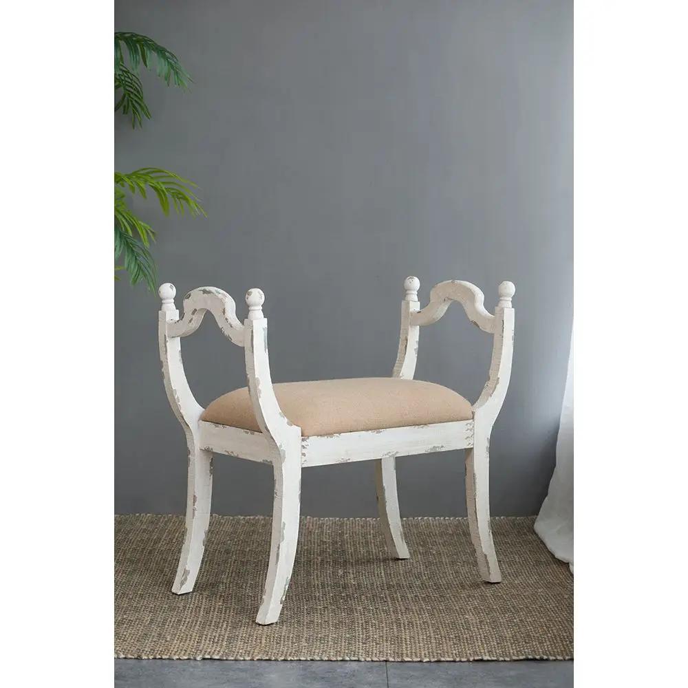 Harlow - Bench, Farmhouse / French Country Style Vanity Chair - Beige / White by Unique Piece Furniture
