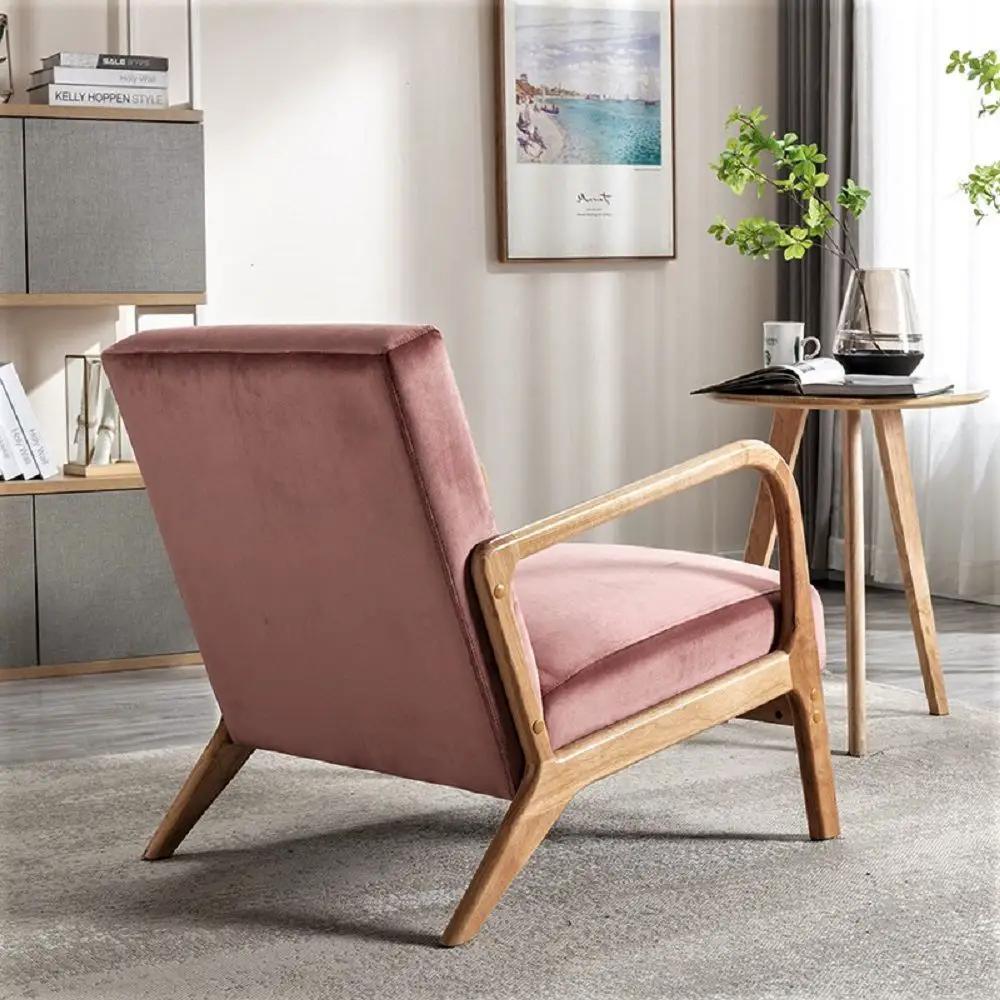 Classic Mid-Century Modern Accent Chairs, Open Framed Armchair With Cushioning by Unique Piece Furniture