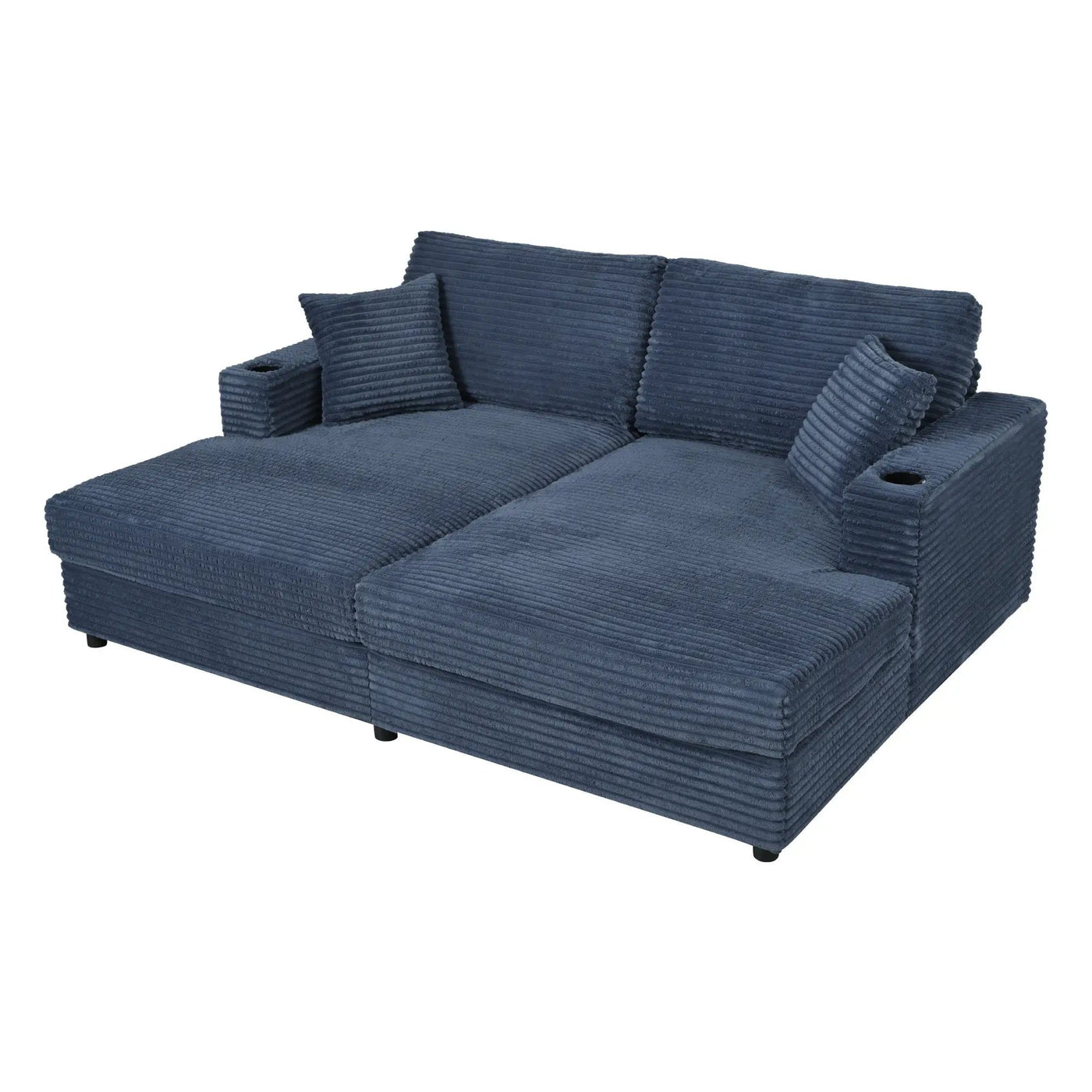 Oversized Loveseat Chaise With 2 USB Ports, 2 Cup Holders And 2 Throw Pillows by HouseOfZazla