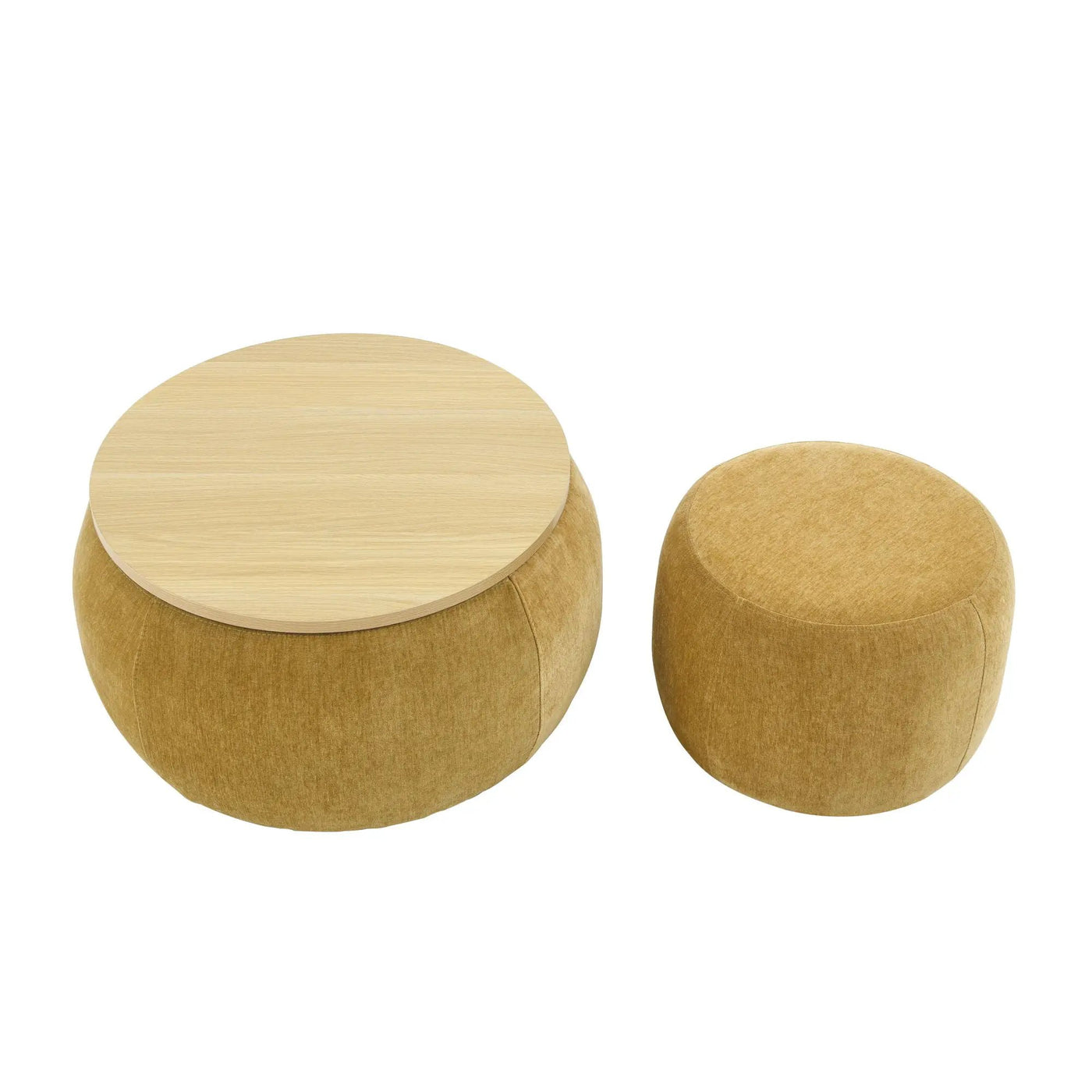 Round Storage Ottoman, 2 In 1 Function, End Table And Ottoman by HouseOfZazla