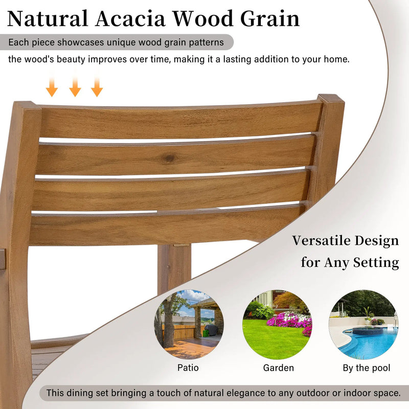 U_STYLE 5-Piece Outdoor Dining Set with Acacia Wood Chairs by HouseOfZazla