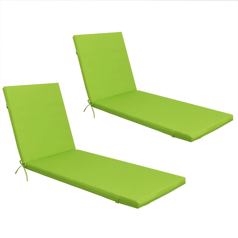 2 Piece Outdoor Chaise Lounge Chair Cushion Set With Pillow, Replacement Patio Seat Cushions - Apple Green by HouseOfZazla