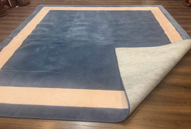 Blue and Cream Square Rug 10x10 ft, Large Square Carpet by Jewel Rugs