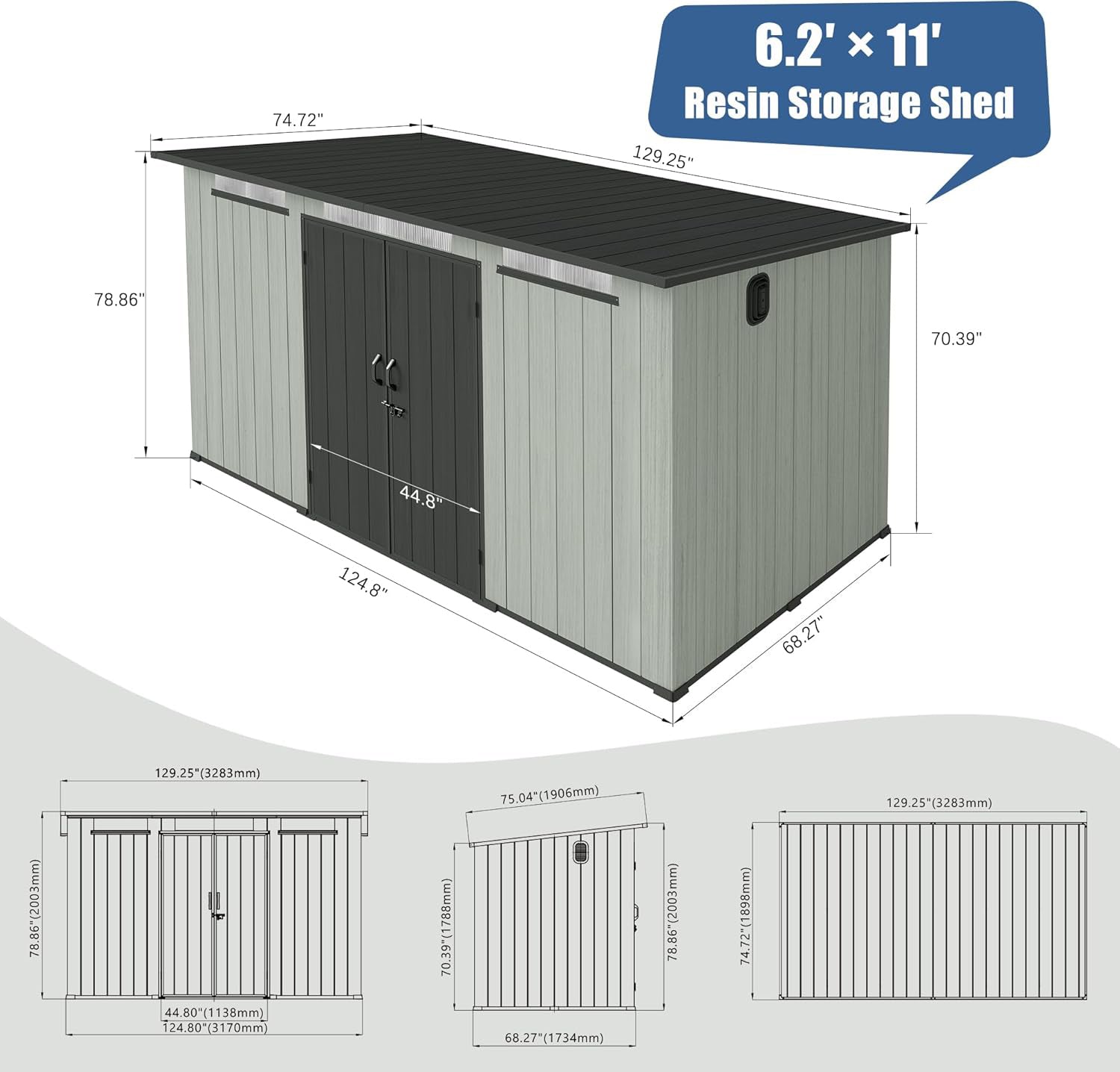 6x11FT Outdoor Resin Storage Shed by HouseOfZazla