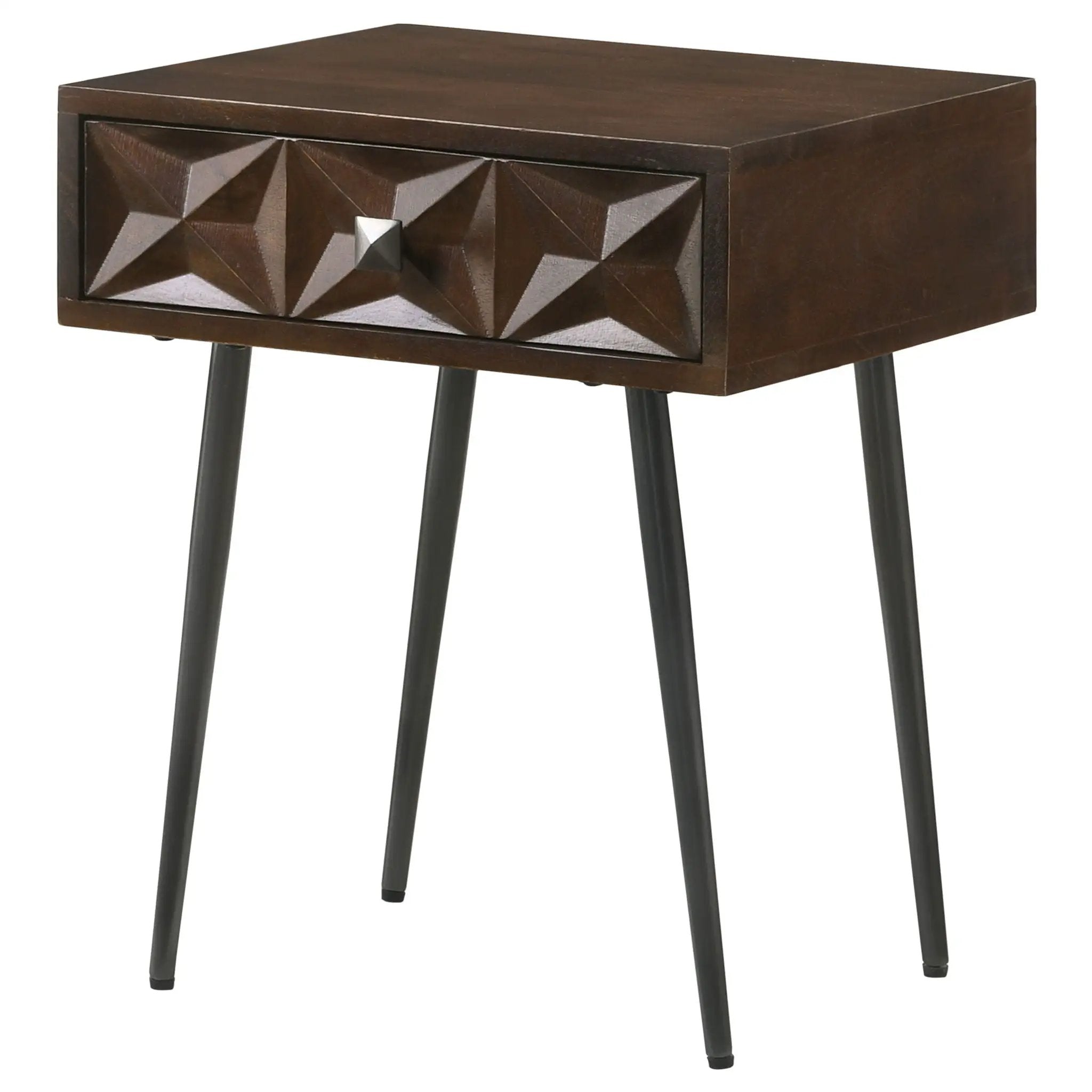 Gibson - Coffee 1 Drawer Rectangular Side Table With Angled Legs - Coffee by HouseOfZazla