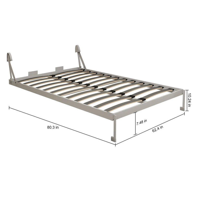 Queen Size Vertical Murphy Wall Cabinet Folding Bed With Automatic Legs - Gray by HouseOfZazla