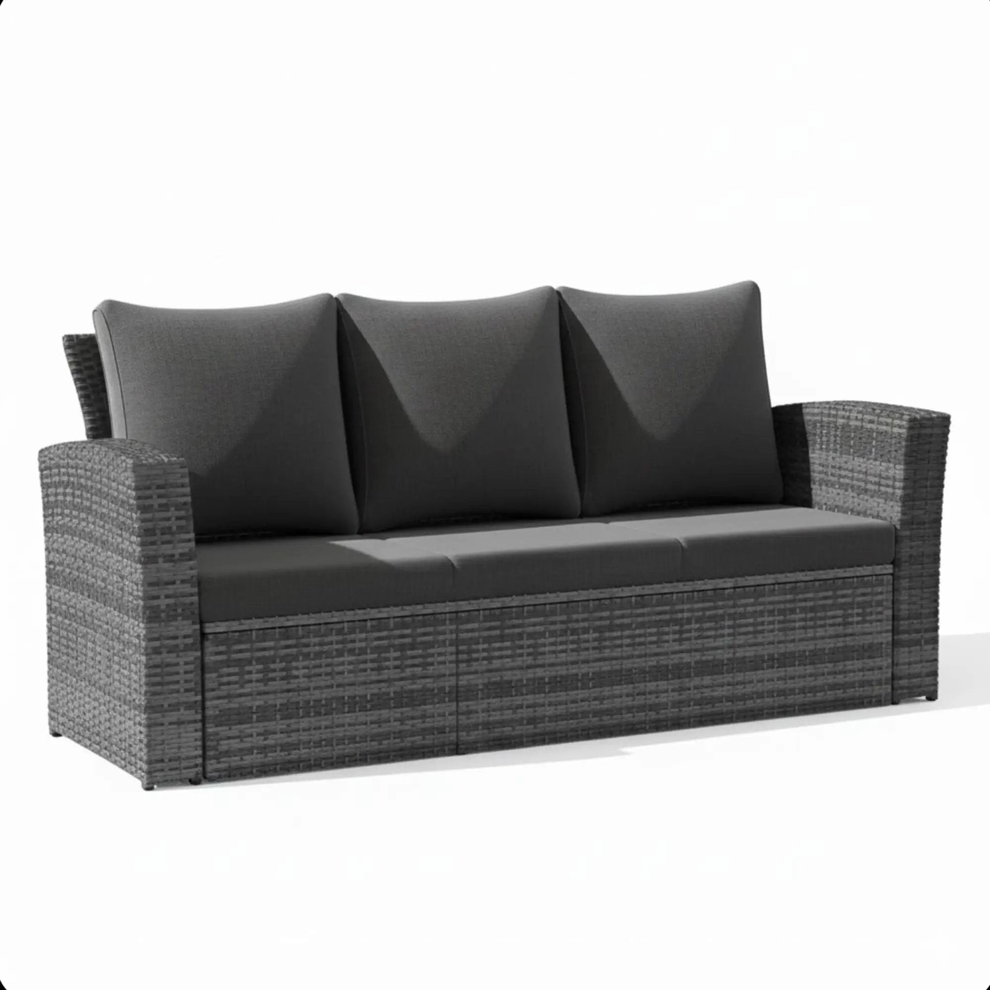 All-Weather Wicker 3 Seat Patio Sofa With Thick Cushions by HouseOfZazla
