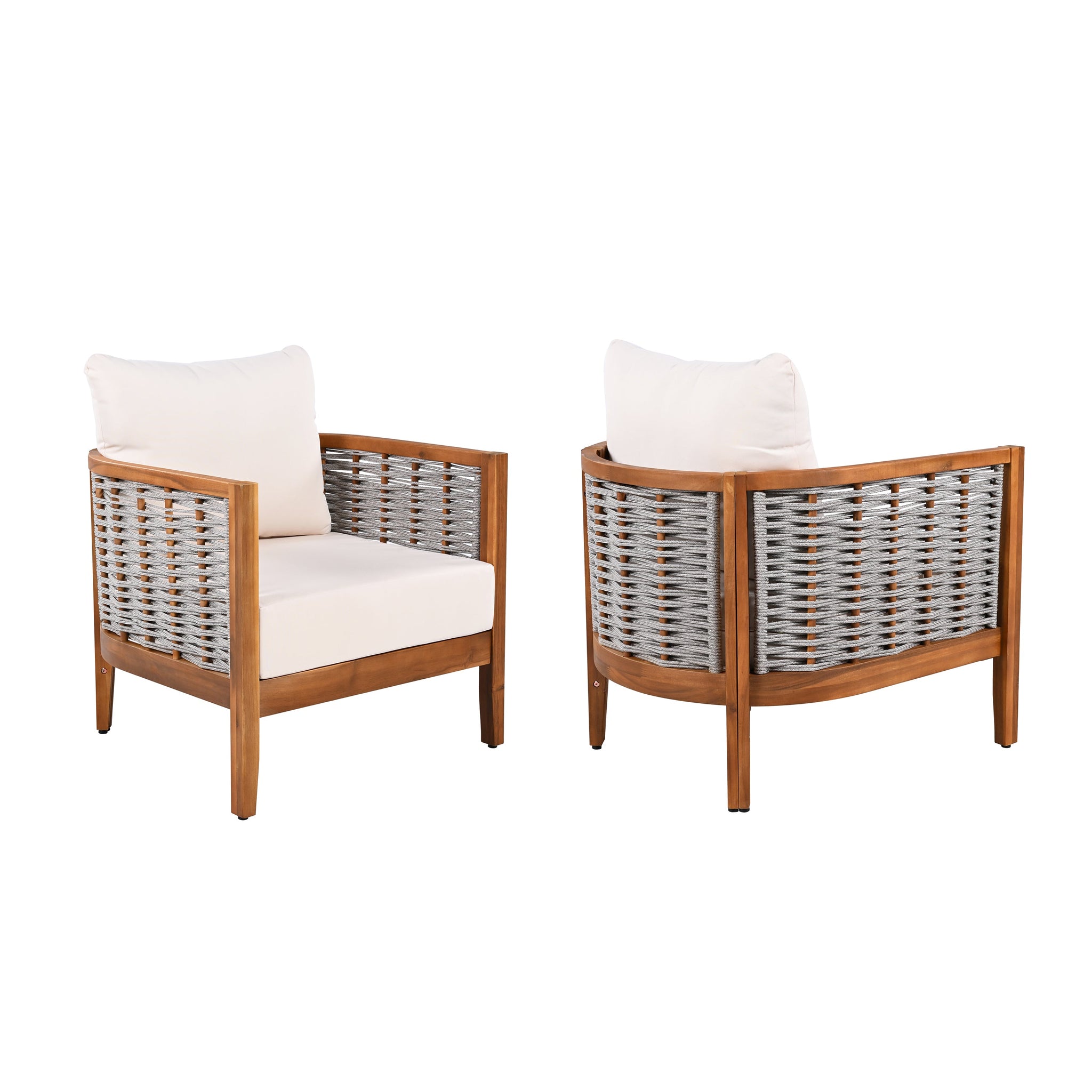 2 Pieces Outdoor Unique Tub Design Armchair with Woven Rope by HouseOfZazla