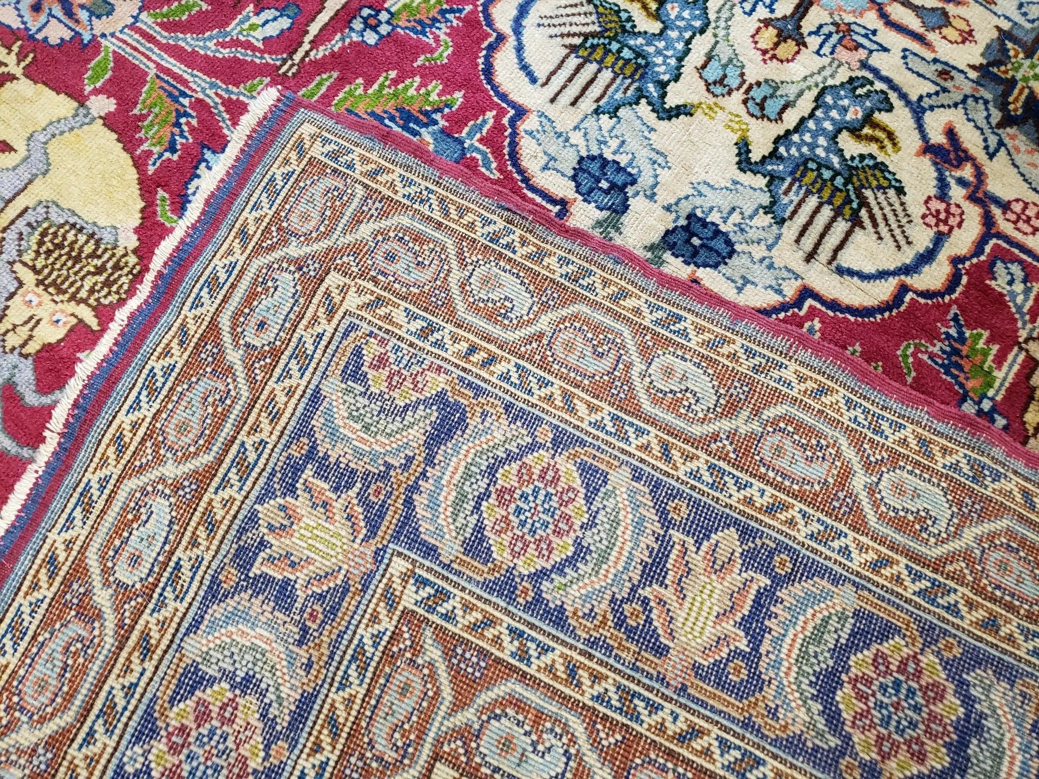 Antique Turkish Sivas Area Rug 8x11, Hand-Knotted, Vintage Red Wool Carpet, Gazelles Lions, Boteh Border, 8' x 11' Top Quality Oriental Rug by Jewel Rugs