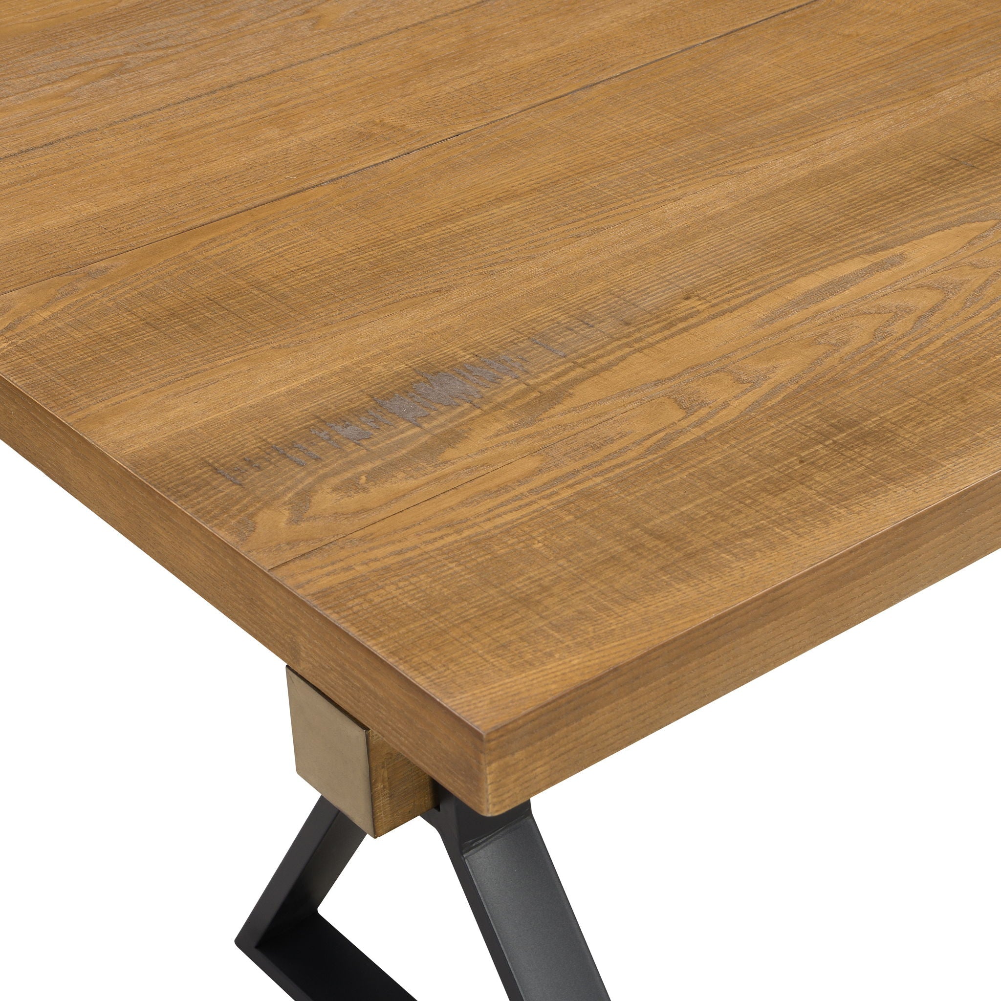 Farmhouse Style X Shaped Legs Dining Table With Moulded Details - Brown by HouseOfZazla
