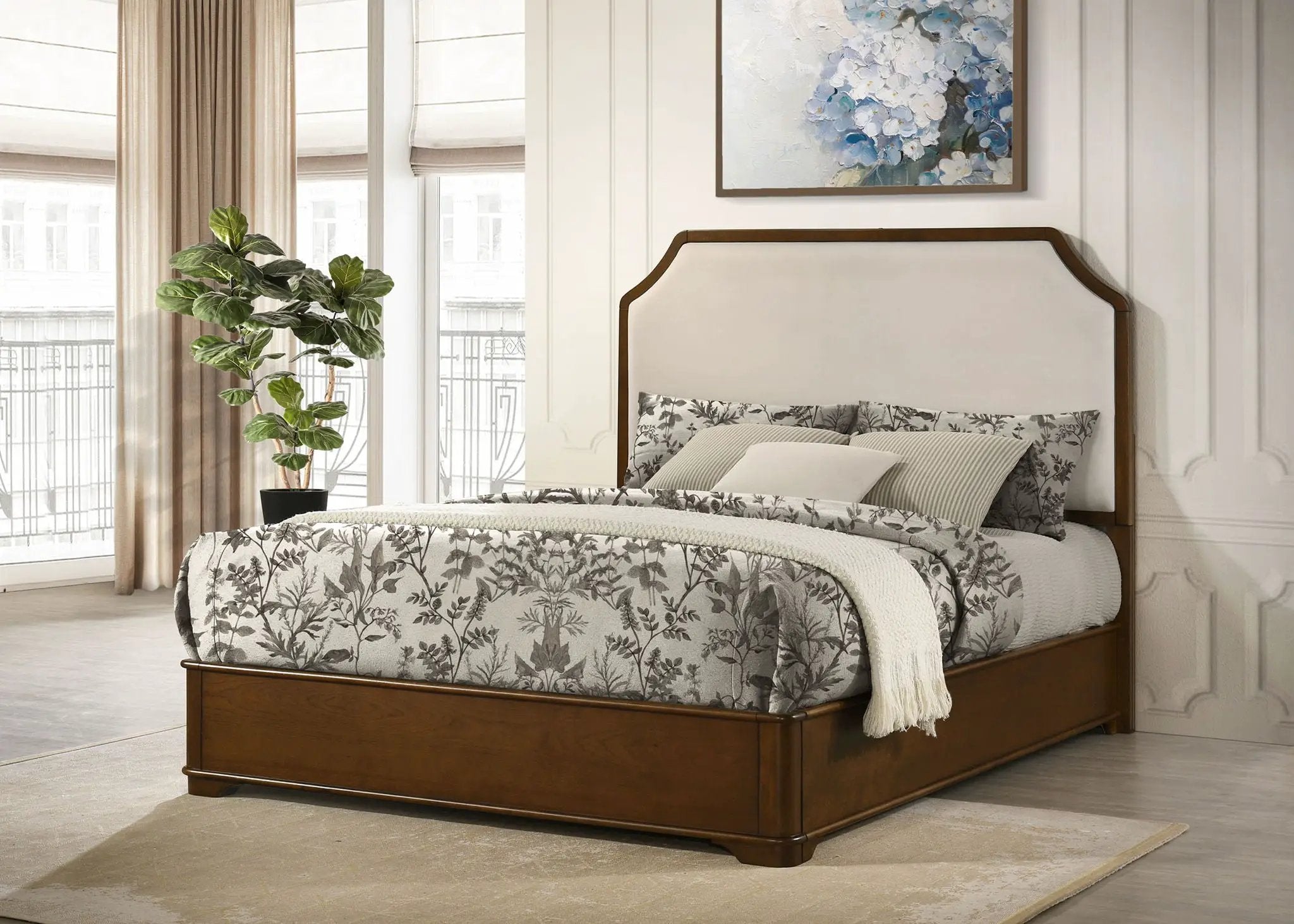 Garland 58-inch Queen Panel Bed Cream and Brown Cherry by Unique Piece Furniture