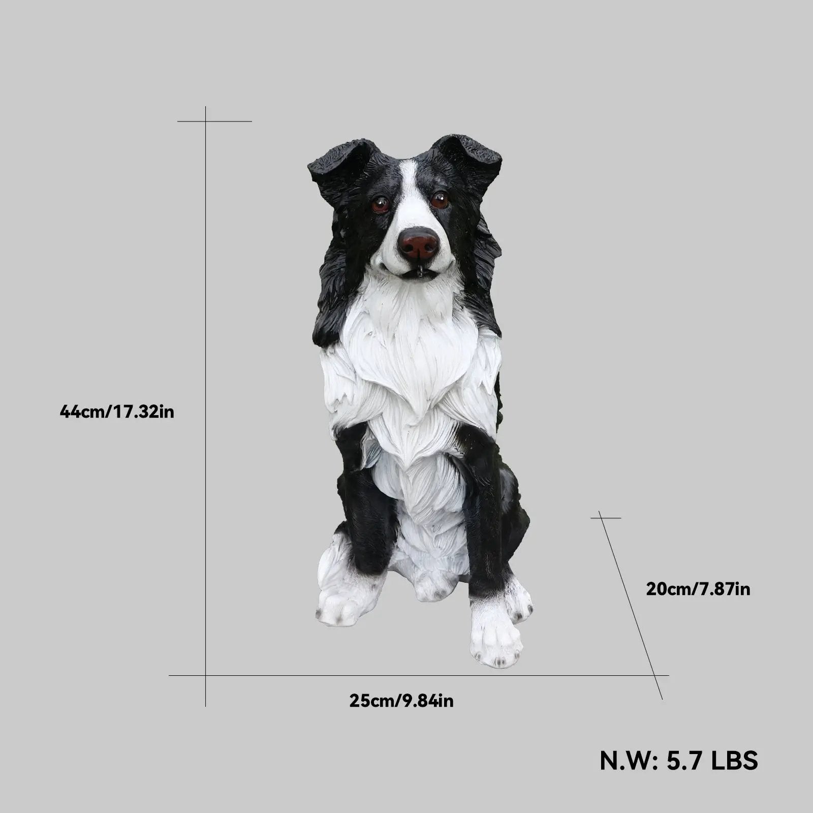 Outdoor Garden Border Collie Dog Statue Greeter by HouseOfZazla