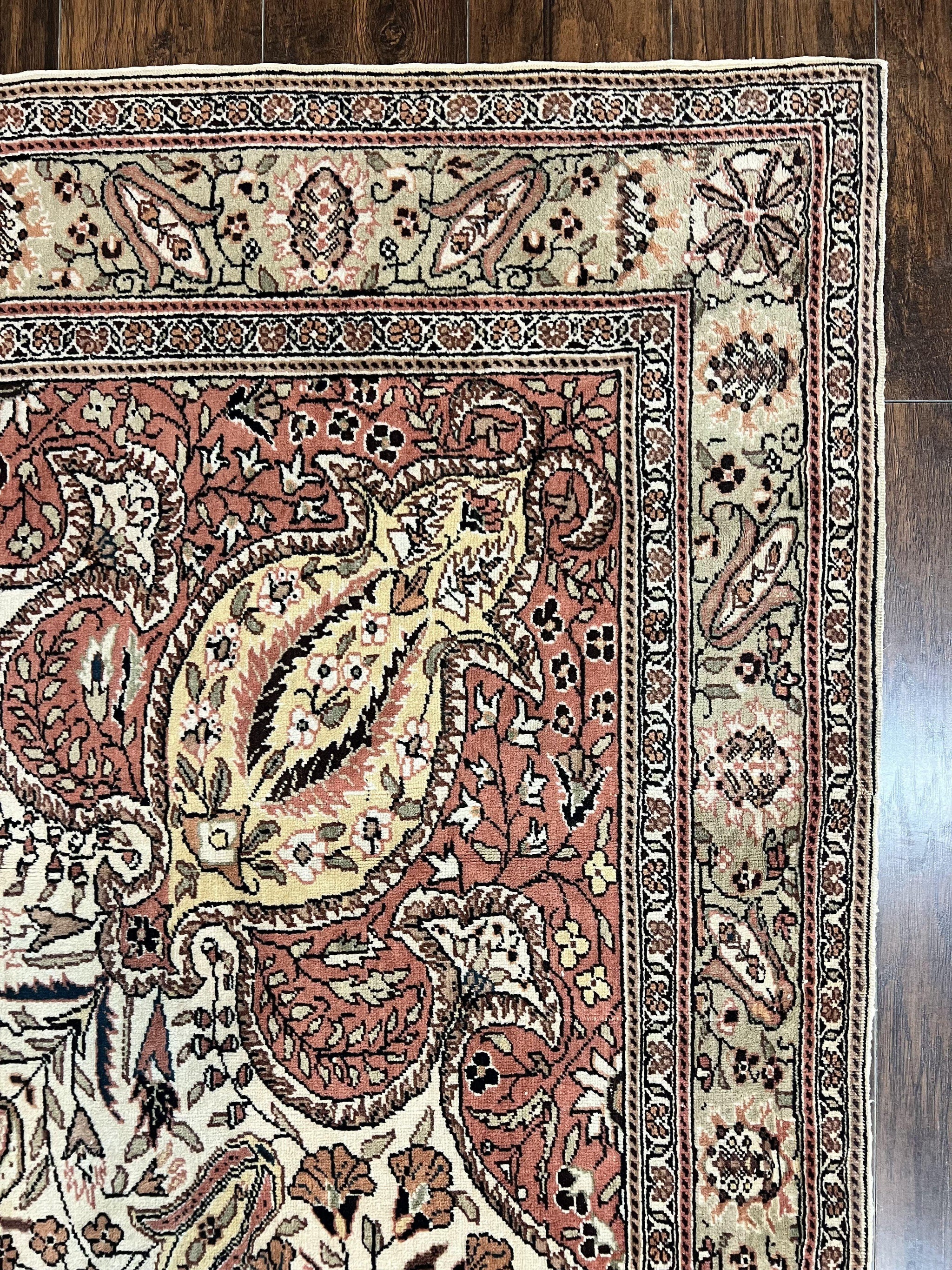 Turkish Sivas Rug 9x12, Handmade Vintage Wool Carpet, Cream Ivory by Jewel Rugs
