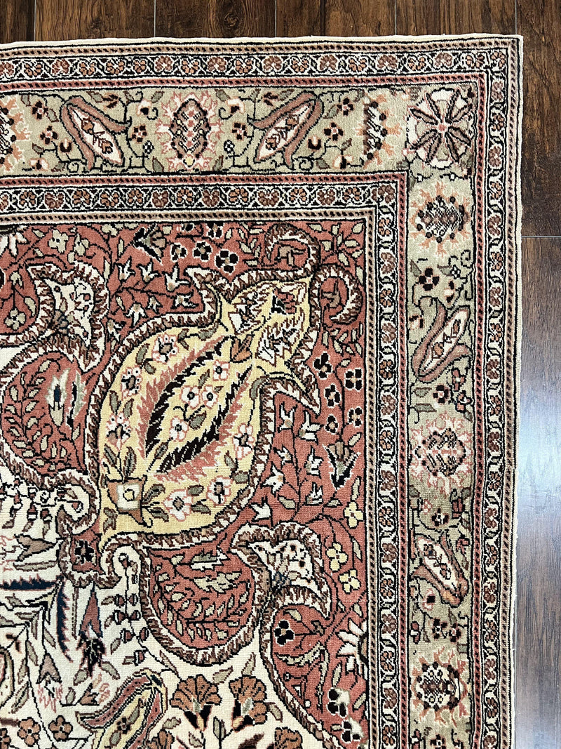 Turkish Sivas Rug 9x12, Handmade Vintage Wool Carpet, Cream Ivory by Jewel Rugs