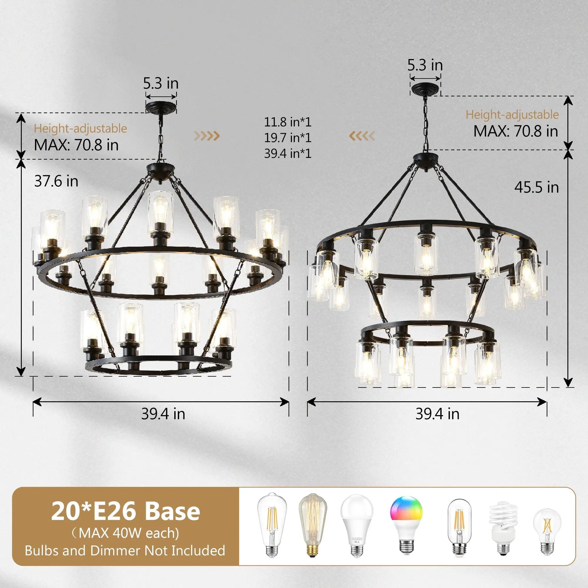 20-Light 2 Tier Chandelier by HouseOfZazla