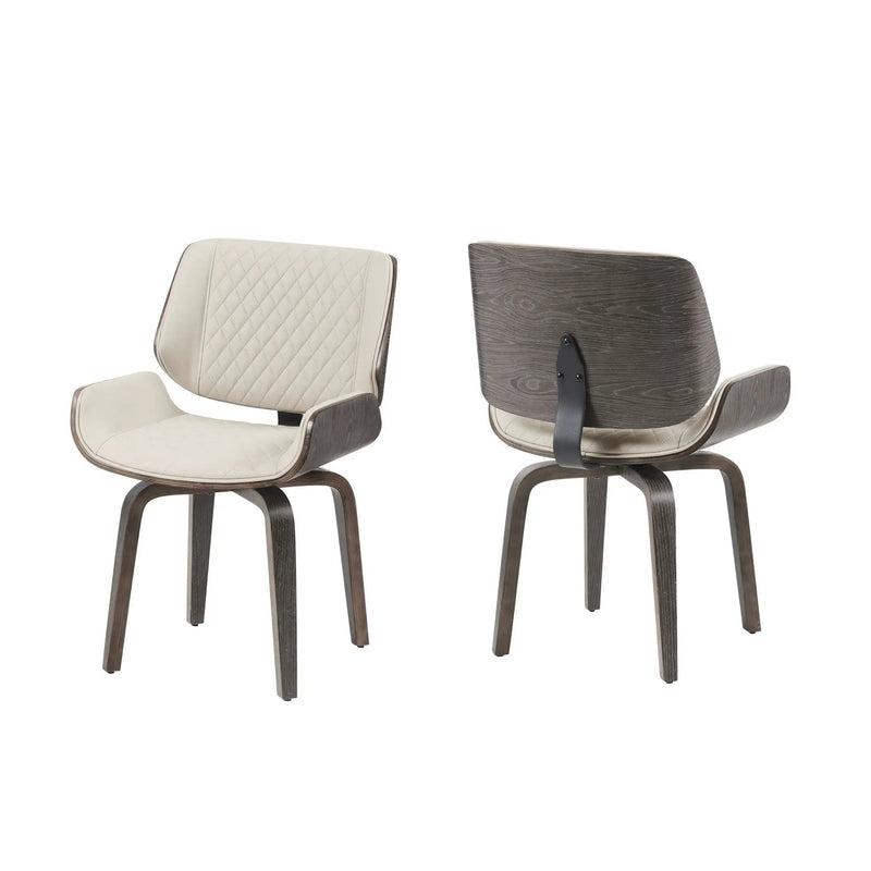 Mid Century Modern Dining Chair 360° Swivel, Ergonomic Design Upholstery, Bentwood Frame, (Set of 2) - Beige by HouseOfZazla